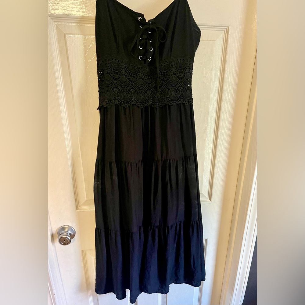 Black front tie dress